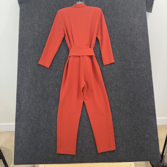 A.L.C. Kieran Jumpsuit Women's 4 Terracotta Orange Pleated Belted Tailored Pleat - Picture 11 of 13
